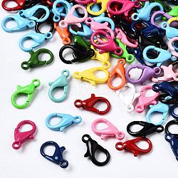 40Pcs Spray Painted Eco-Friendly Alloy Lobster Claw Clasps, Cadmium Free & Nickel Free & Lead Free, Mixed Color, 12.5x8x3mm, Hole: 1.2mm(PALLOY-YW0001-24-NR)