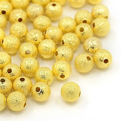 8mm Golden Color Brass Round Spacer Textured Beads, hole: 1.5~2mm(X-EC225-G)