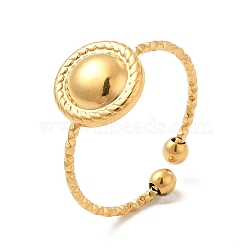 Ion Plating(IP) 304 Stainless Steel Flat Round Open Cuff Ring for Women, Real 18K Gold Plated, US Size 7 3/4(17.9mm)(RJEW-E066-07G)