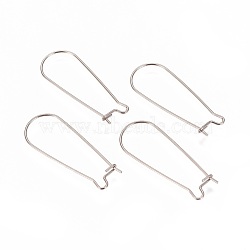 304 Stainless Steel Hoop Earrings Findings Kidney Ear Wires, Stainless Steel Color, 33x13x0.7mm, 21 Gauge(STAS-L216-22A-P)