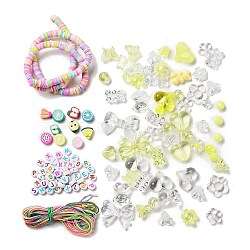 DIY Candy Color Beaded Pendant Decoration Making Kits, Yellow, 6x1.2mm(DIY-P081-B06)
