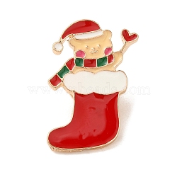 Christmas Series Golden Aolly Brooches, Enamel Pins, Shoes, 29x21x2mm(JEWB-U004-01A)