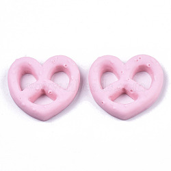 Resin Cabochons, Imitation Food Biscuits, Heart, Pink, 23~24x25~26x5mm(X-CRES-N022-112C)