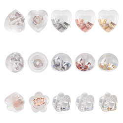 Silicone Ear Nuts, with 925 Sterling Silver Findings, Mixed Shapes, Mixed Color, 6.8x5.2x1.1cm, 48pairs/box(SIL-PH0001-02)