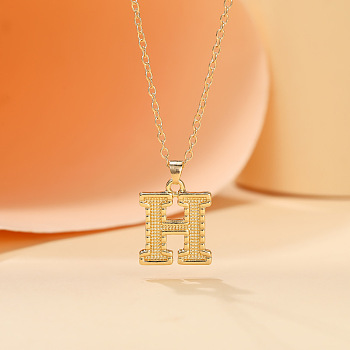 Alloy Textured Initial Pendant Necklaces, Golden, Letter H, 18.31 inch(46.5cm)