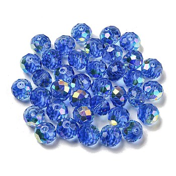 Electroplate Glass Beads, Rondelle, Royal Blue, 8x6mm, Hole: 1.6mm, 100pcs/bag