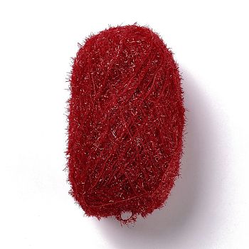Polyester Crochet Yarn, Sparkling Scrubby Yarn, for Dish Scrubbies, Dishcloth, Decorating Crafts Knitting, Brown, 10~13x0.5mm, 218.72 yard(200m)/roll