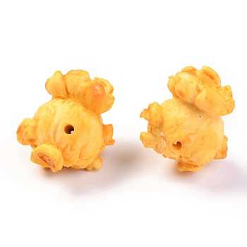 Resin Beads, Imitation Food, Popcorn Toy, Dark Orange, 21x19.5x16.5mm, Hole: 2mm