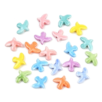 Religion Handmade Porcelain Beads, Pigeon, Bright Glazed Porcelain, Mixed Color, 16.5~17x13.5x4.5mm, Hole: 1.6mm