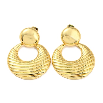 Croissant Shape Rack Plating Brass Dangle Stud Earrings, Long-Lasting Plated, Cadmium Free & Lead Free, Real 18K Gold Plated, 48.5x36mm