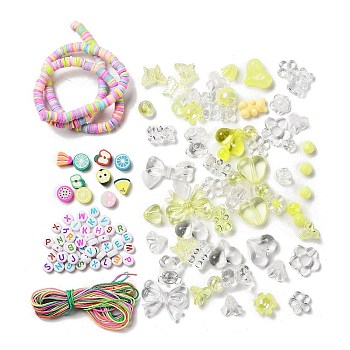 DIY Candy Color Beaded Pendant Decoration Making Kits, Yellow, 6x1.2mm