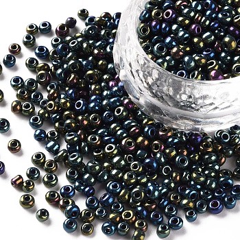 (Repacking Service Available) 8/0 Glass Seed Beads, Iris Round, Colorful, 3mm, Hole: 1mm, about 12g/bag