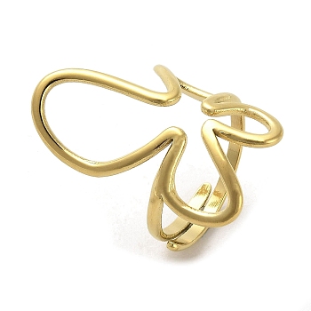 Golden 304 Stainless Steel Adjustable Rings, Wire Wrap Hollow Finger Ring, Flower, Inner Diameter: 16.8mm
