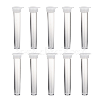 Clear Tube Plastic Bead Containers with Lid, 13.5mm wide, 76mm long(C067Y)