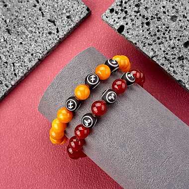 bracelet extensible en perles rondes en agate rouge naturelle(BJEW-SW00077-08)-4