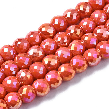 Orange Red Round Glass Beads