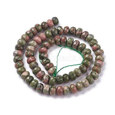 Faceted Natural Unakite Rondelle Beads Strands(G-K090-10)-3