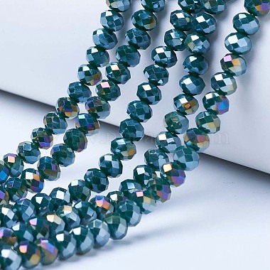Teal Rondelle Glass Beads