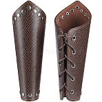 Adjustable Imitation Leather Cord Bracelet, 430 Stainless Steel Rivet Studded Gauntlet Wristband, Cuff Wrist Guard for Men, Coconut Brown, 8-5/8 inch(21.8cm)(AJEW-WH0342-91B)