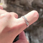Lightning Bolt Alloy with Crystal Rhinestone Cuff Rings, Platinum, Inner Diameter: Adjustable(FS-WG55571-01)