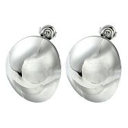 304 Stainless Steel Stud Earrings, Oval, Stainless Steel Color, 25x20.5mm(EJEW-Z038-02P)