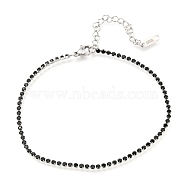 304 Stainless Steel Rhinestone Cup Chain Bracelets, with Lobster Claw Clasps, Stainless Steel Color, 8-3/8 inch(21.2cm)(AJEW-B004-01A)