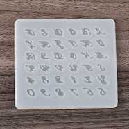 Number Letter DIY Silicone Molds, Pendant Making, Resin Casting Molds, For UV Resin, Epoxy Resin Jewelry Making, White, 80x89x3mm, Inner Diameter: 5~9x5~9mm(SIMO-H019-04D)