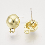 Alloy Stud Earring Findings, with Loop, Light Gold, 10.5x8mm, Hole: 1.5mm, Pin: 0.6mm(PALLOY-S121-254A)