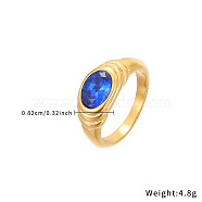 Natural Lapis Lazuli Oval Finger Ring, Golden Stainless Steel Ring, US Size 8(18.1mm)(ZM2991-5)