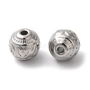 Non-Tarnish 304 Stainless Steel Beads, Round, Stainless Steel Color, 8x7mm, Hole: 1.6mm(STAS-I305-134P)