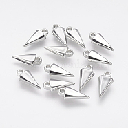 CCB Plastic Pendants, Triangle, Platinum, 19x9x4mm, Hole: 2mm(CCB-J035-083P)