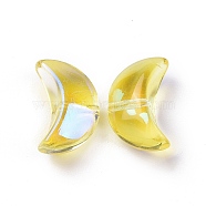 Transparent Electroplate Glass Beads, AB Color Plated, Moon, Yellow, 14x9x6.5mm, Hole: 1.2mm(GLAA-F122-01B)