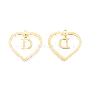 201 Stainless Steel Pendants, Hollow, Heart with Letter A~Z, Real 18K Gold Plated, Letter.D, 29x29.5x1mm, Hole: 2mm, A~Z: 12x8~10.5x1mm(STAS-N090-LA894-D-G)