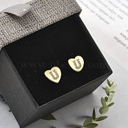 Rack Plating Brass Micro Pave Clear Cubic Zirconia Stud Earrings, Heart, Letter U, 8.5x9.5mm(EJEW-K299-01G-U)