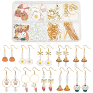 SUNNYCLUE DIY Food Theme Dangle Earring Making Kit, Including French Fries & Cake & Ice-cream & Pizza & Eggs Alloy Enamel Pendants & Link Connectors, Brass Earring Hooks, Glass Pearl Beads, Mixed Color, 118pcs/box(DIY-SC0018-95)