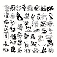 50Pcs Inspirational Theme Paper Cartoon English Word Stickers Set, Adhesive Label Stickers, for Water Bottles, Laptop, Luggage, Cup, Computer, Mobile Phone, Skateboard, Black, 23~74x37~77x0.1mm(DIY-I109-04)