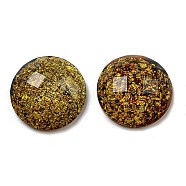 Transparent Epoxy Resin Cabochons, with Gold Foils, Faceted, Half Round, Goldenrod, 21x6.5~7mm(CRES-A053-08)