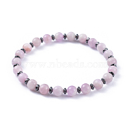 Natural Kunzite Stretch Bracelets, with Non-Magnetic Synthetic Hematite Spacer Beads, 2-1/4 inch(5.7cm)(BJEW-JB04493-01)