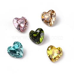 Cubic Zirconia Cabochons, Pointed Back & Back Plated, Heart, Mixed Color, 8x8x3.5mm(RGLA-J015-B-TG)