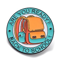 Back to School Theme Enamel Pins, Black Alloy Brooch for Backpack Clothes, Backpack, 30x1mm(JEWB-H019-03EB-01)