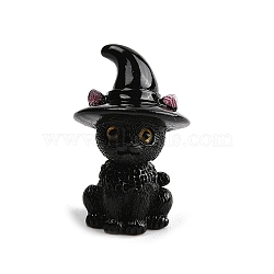 Halloween Resin Figurine Statues for Home Office Desktop Decoration, Cat Shape, 35.5x23.5x24mm(DJEW-M017-04H)