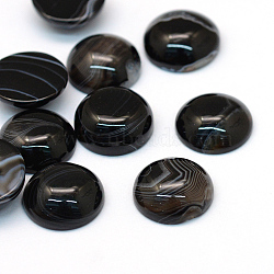 Dyed Natural Striped Agate/Banded Agate Cabochons, Half Round/Dome, Black, 16x6~7mm(X-G-R348-16mm-02)