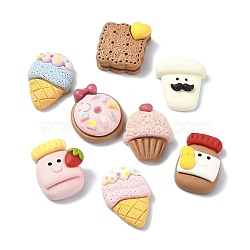 Dessert Theme Opaque Resin Decoden Cabochons, Imitation Food, Ice Cream/Donut/Biscuits, Mixed Shapes, Mixed Color, 18.5~22x15~18x6~9mm(RESI-G088-05)