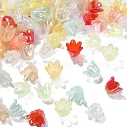 300Pcs 6-Petal Imitation Jelly Acrylic Bead Caps, AB Color Plated, Flower, Mixed Color, 11.5x10.5x8.5mm, Hole: 1.4mm(JACR-CJ0001-02)