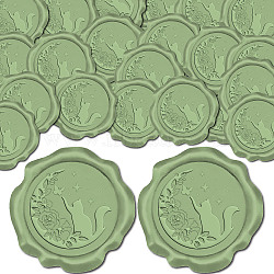 CRASPIRE 50Pcs Adhesive Wax Seal Stickers, Envelope Seal Decoration, For Craft Scrapbook DIY Gift, Dark Sea Green, Cat Shape, 30mm, 50pcs/box(DIY-CP0009-70E)