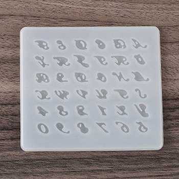 Number Letter DIY Silicone Molds, Pendant Making, Resin Casting Molds, For UV Resin, Epoxy Resin Jewelry Making, White, 80x89x3mm, Inner Diameter: 5~9x5~9mm