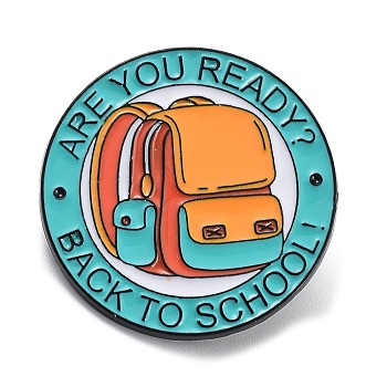 Back to School Theme Enamel Pins, Black Alloy Brooch for Backpack Clothes, Backpack, 30x1mm