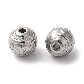 Non-Tarnish 304 Stainless Steel Beads, Round, Stainless Steel Color, 8x7mm, Hole: 1.6mm