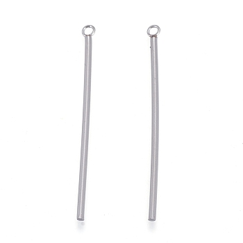 201 Stainless Steel Pendants, Column/Bar, Stainless Steel Color, 43x1.5mm, Hole: 1.8mm