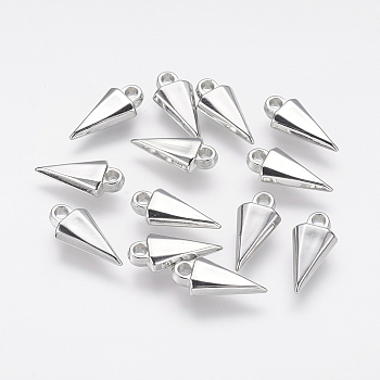 CCB Plastic Pendants, Triangle, Platinum, 19x9x4mm, Hole: 2mm